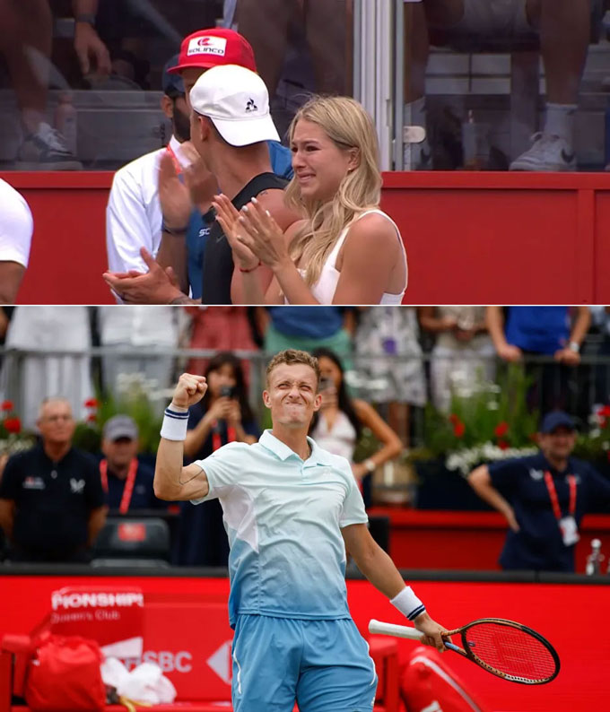 Lucka burst into tears in the stands when her boyfriend defeated a draper