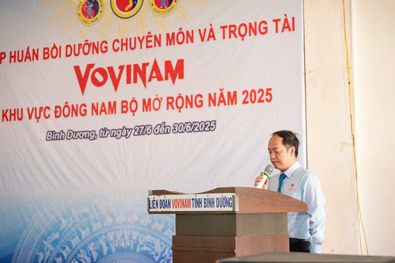 Mr. Pham Quoc Liem - Member of the Executive Committee of Vovinam Vietnam Federation, Chairman of Vovinam Federation of Binh Duong Province, Head of Organizing Committee of the training course