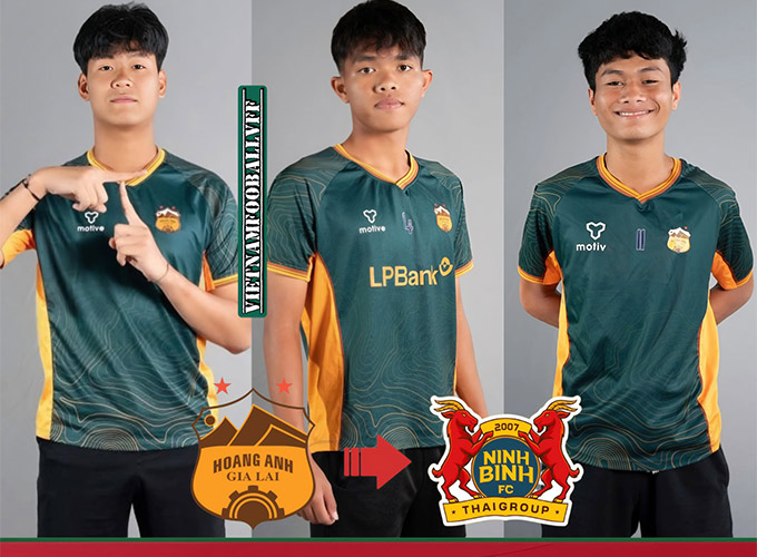 3 young players HAGL Vu Khang, Quang Vinh and Di Dan for Ninh Binh - Photo: VietnamFootball VFF