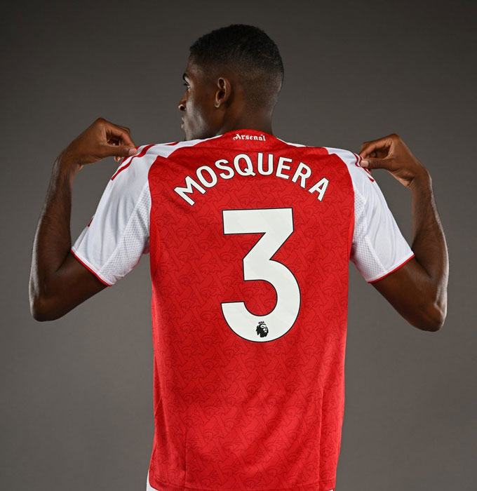 Mosquera will wear No. 3 at Arsenal