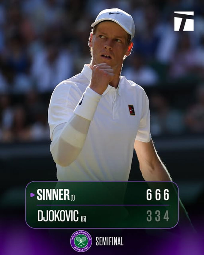 Sinner defeated Djokovic for the first time in the Wimbledon final
