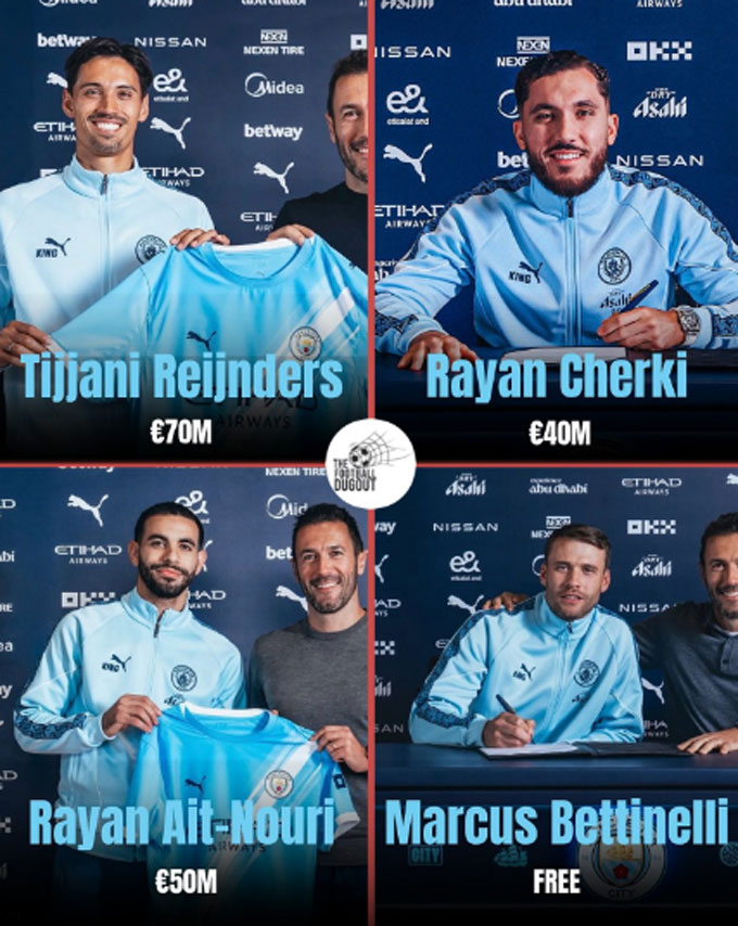Man City soon recruited 4 rookies in the summer 2025