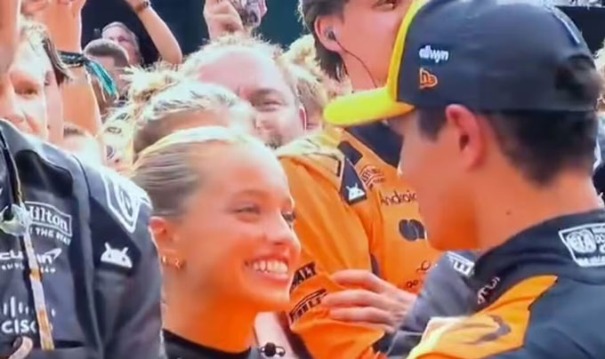 Norris celebrated with his girlfriend Corceiro