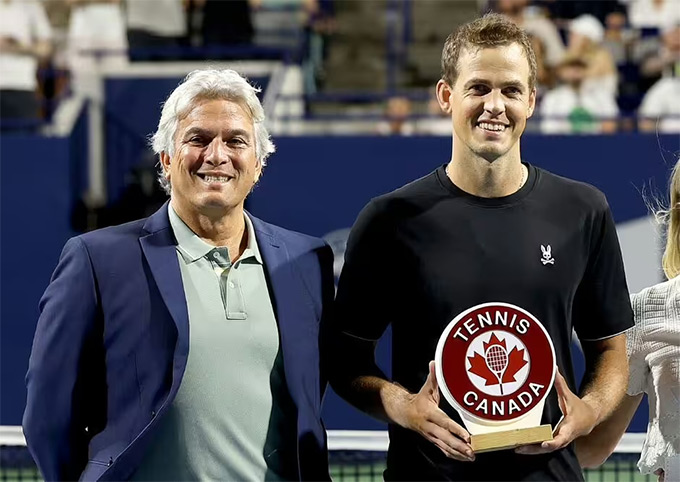 The head of Canadian Open Karl Hale (left) explains the reason the top players are absent