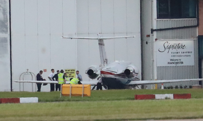 Sesko's plane landed at Manchester Airport