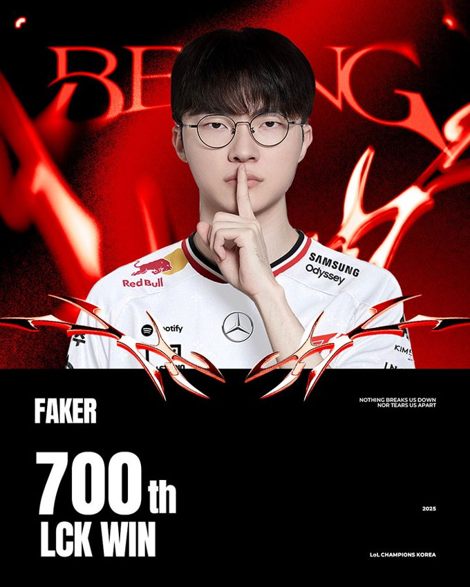 T1's post congratulations Faker