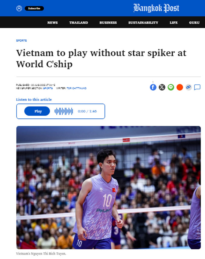 Bangkok Post reported on Bich Tuyen