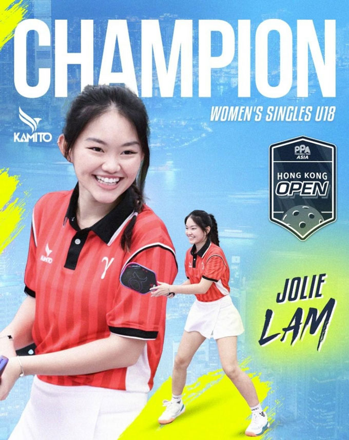 Jolie Lam won the U18 women's singles championship at PPA Tour Asia Hong Kong Open 2025