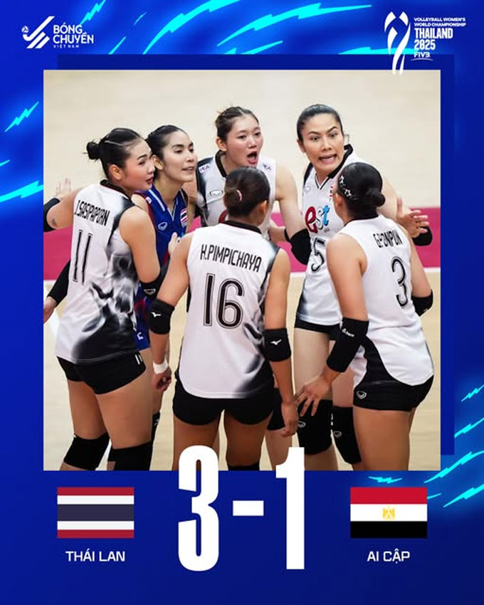 Thailand won Egypt 3-1 in the opening match