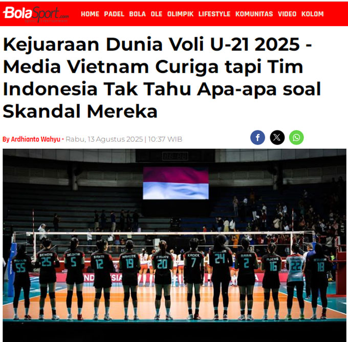 Bola newspaper reported on the penalty of U21 Vietnam Volleyball Tel